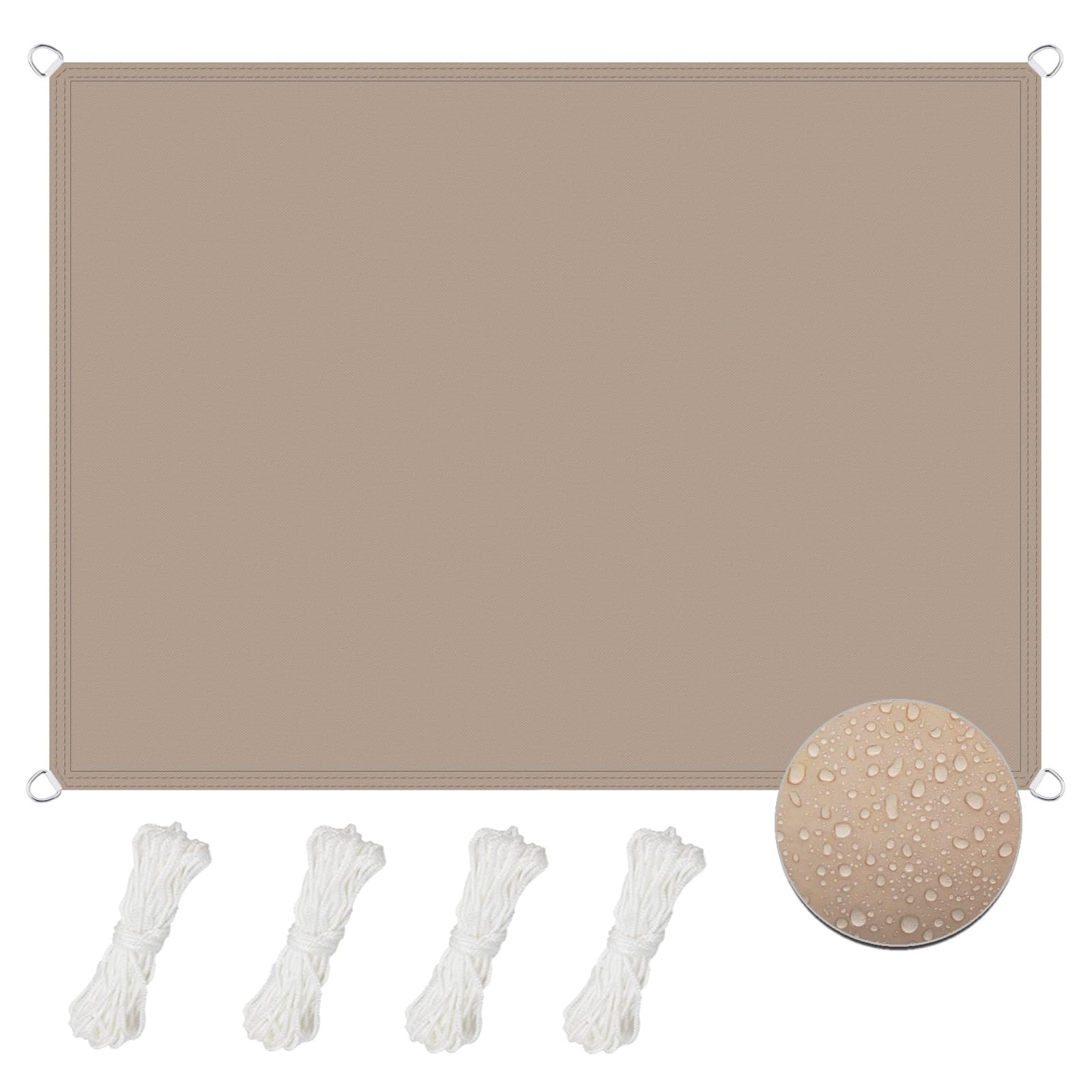 Voile d'ombrage rectangulaire 2x5.5m kaki pour terrasse et pergola