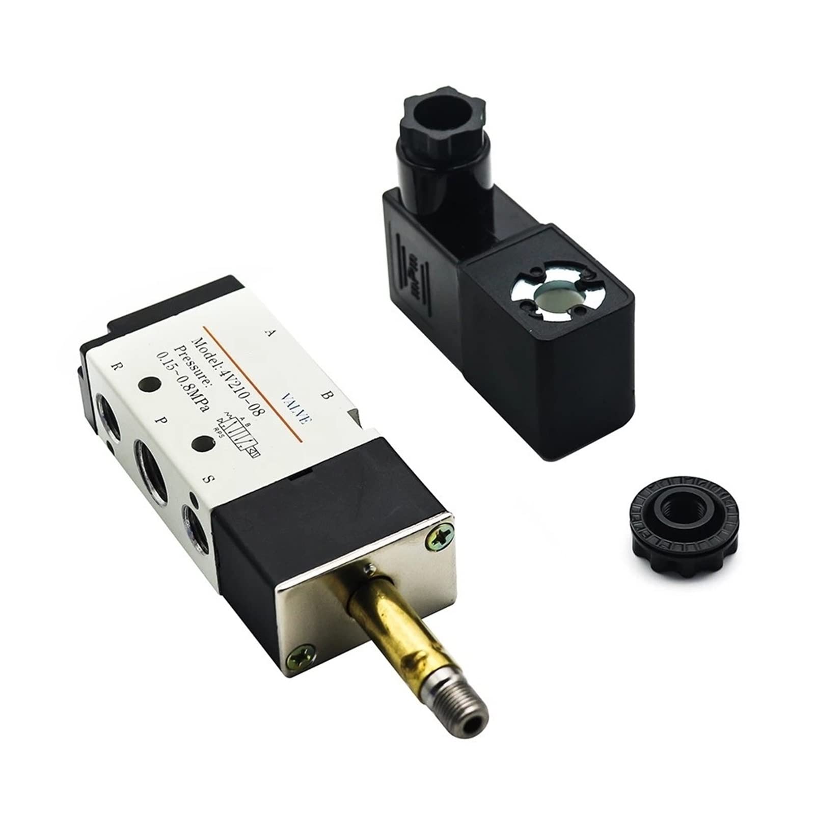 Válvula Solenoide eléctrica neumática 4V210-08, válvula magnética de Gas y Aire con Control de 5 vías y 2 Posiciones, 12V, 24V, 220V, 4mm-12mm, Accesorios for mangueras(4V210-08,DC12)