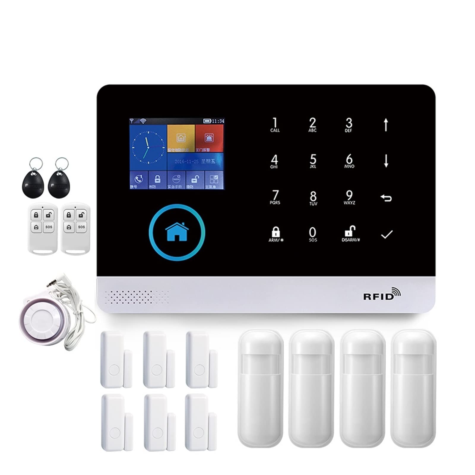 CUDTAPI Smart Home GSM Alarm System For With Motion Sensor Wireless Siren Night Vision IP Camera Tuya(J-103.)
