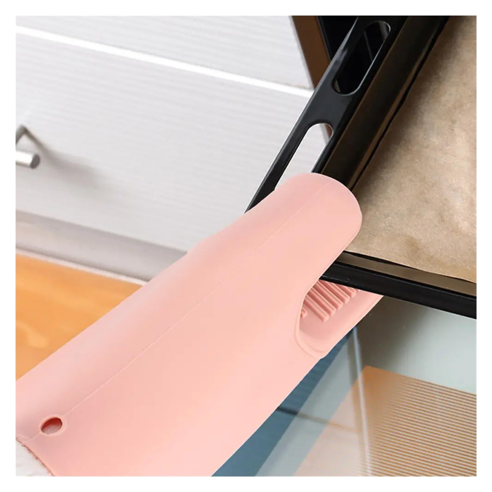 Guantes de horno de silicona, guantes antideslizantes para hornear, rosa | Diseño nórdico, 28.00X10.20X10.20cm, no tejido, 2 guantes para microondas parrilla cocina