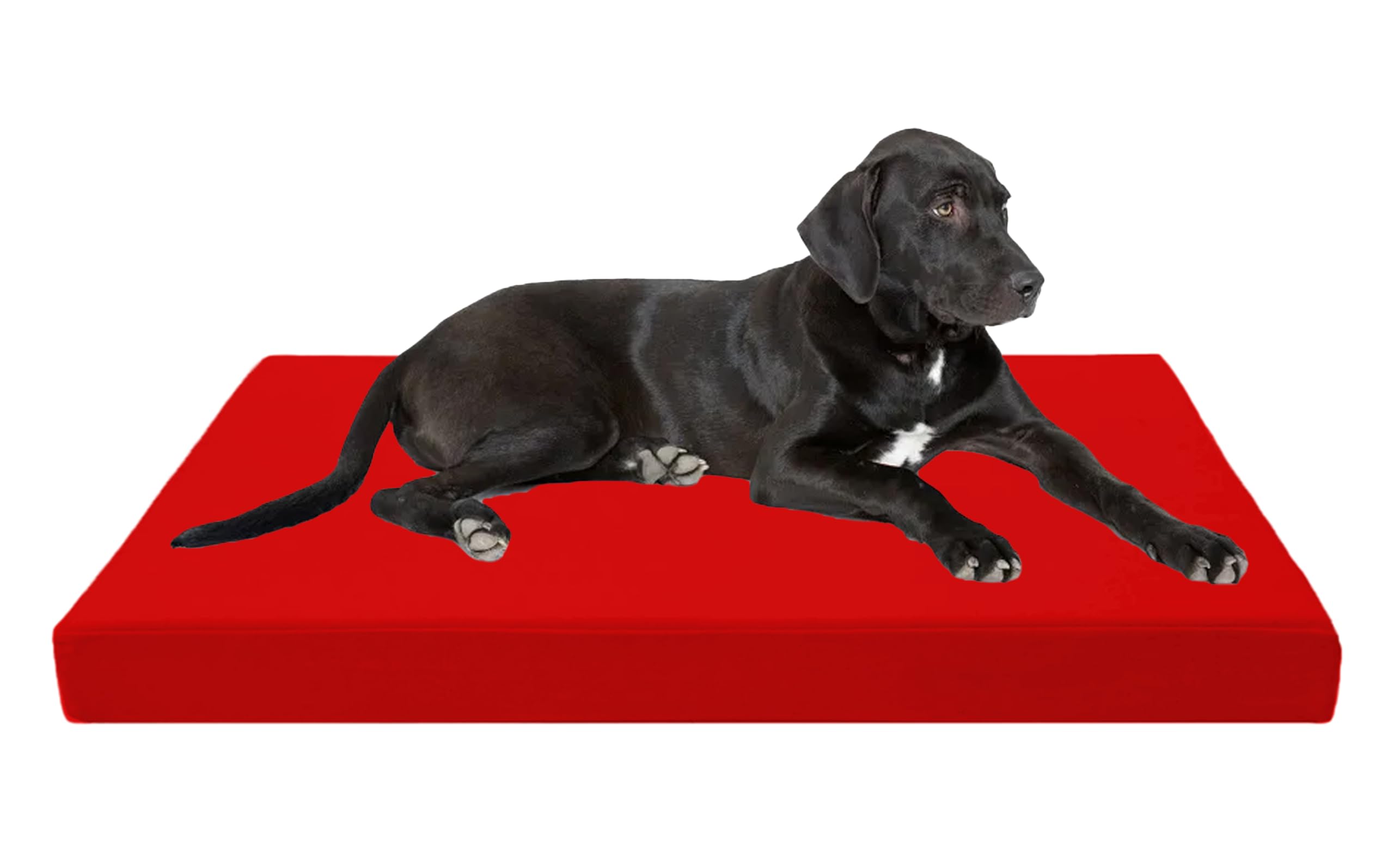 Laam linen Luxury Dog Bed Mattress 100% Waterproof Cover Bed Orthopaedic Soft and Quality Pet Bed Cushion Memory Foam Dog Bed with Washable & Removable Zipped Cover (X Large (122 x 78 x 5cm), Red)