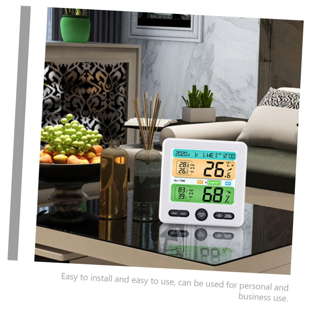 Levemolo Termometro Digitale da Parete Multifunzione con Igrometro Integrato Monitor Temperatura e Umidità per Casa Ufficio Camera e Serra Display e Preciso con Orologio e Calendario