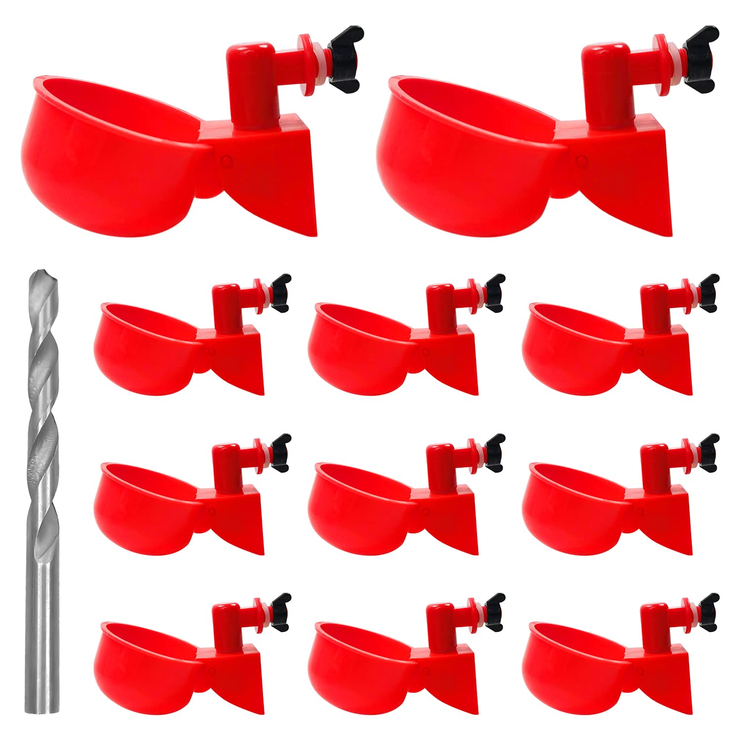 ToHLo 12 Pack Chicken Waterer Cups, Automatic Chicken Waterer Kit for Poultry DIY Chicken Water Feeder, Chicken Water Cup Waterer for Poultry, Chicken Waterer Cup for Chicken Duck Turkey Rabbit (B*12)