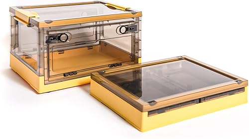 Miniatura 5 de Best Home Fashion Paquete de 3 contenedores de almacenamiento de apertura lateral, tapa apilable plegable, fácil de ordenar con caja de