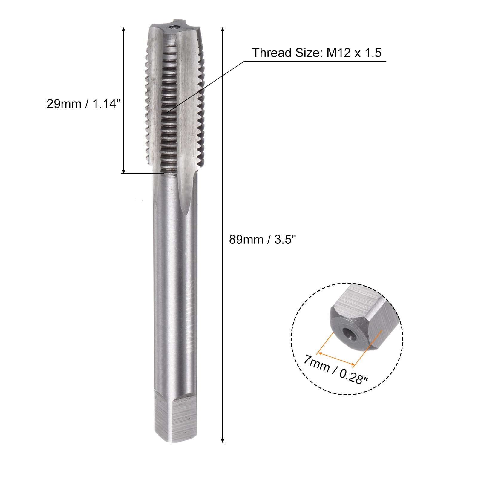uxcell 2pcs Metric Hand Tap Set, M12 x 1.5 Taper/Plug Thread Screw Taps, High Speed Steel Hand Threading Tapping Tool Kit