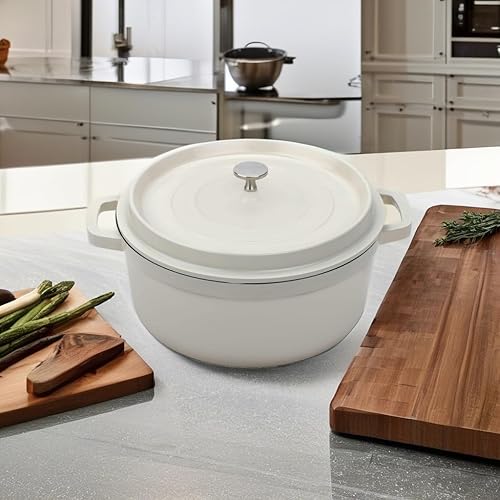 Miniatura 2 de G.E.T. CA-006-AWHBKCC Heiss Horno holandés de aluminio fundido de bajo consumo, 6.5 cuartos de galón, redondo, color blanco