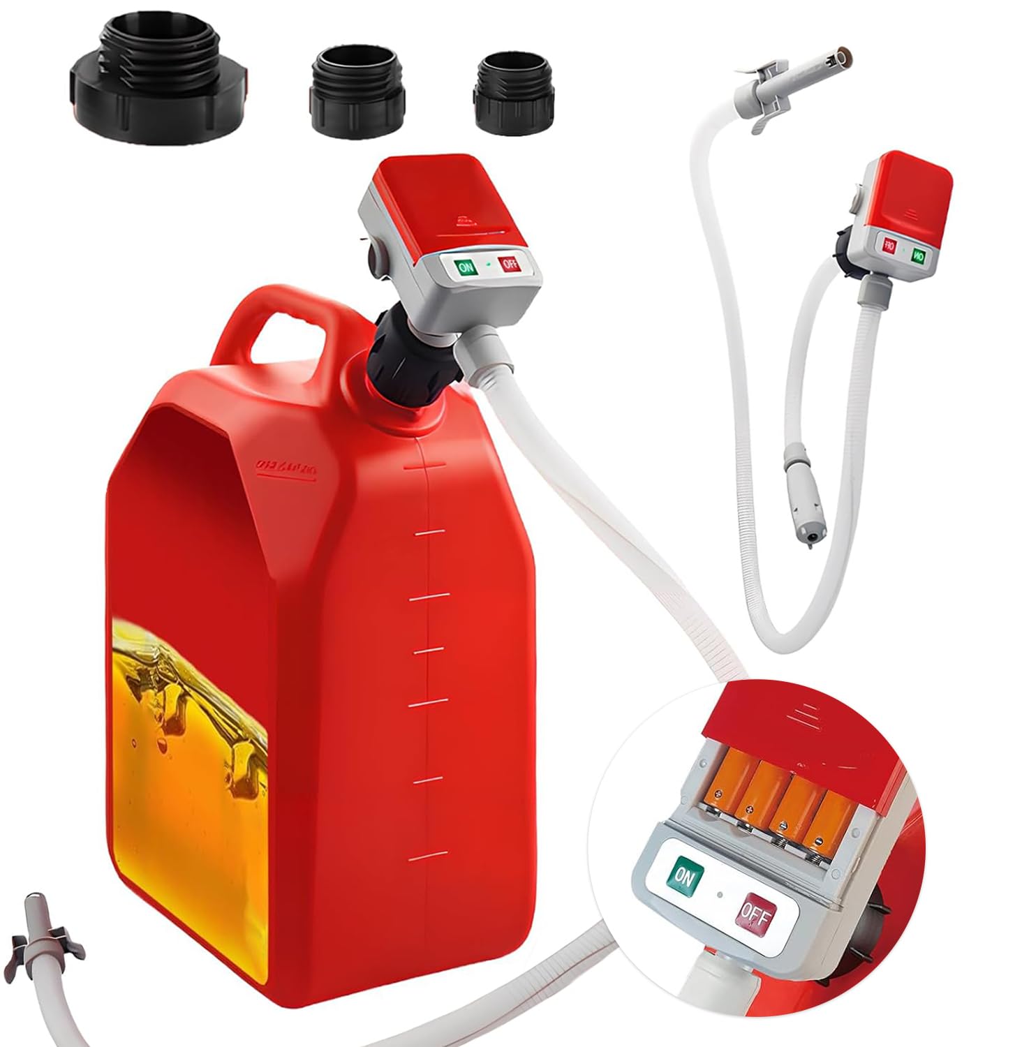 Kraftstoffpumpe mit Auto-Stopp-Sensor, Kraftstoff Umfüllpumpe mit 3 Adaptergrößen, 2.4GPM Elektrische Selbstansaugende Dieselpumpe Ölabsaugpumpe mit Schläuchen und Zapfpistole für Diesel, Öl & Benzin