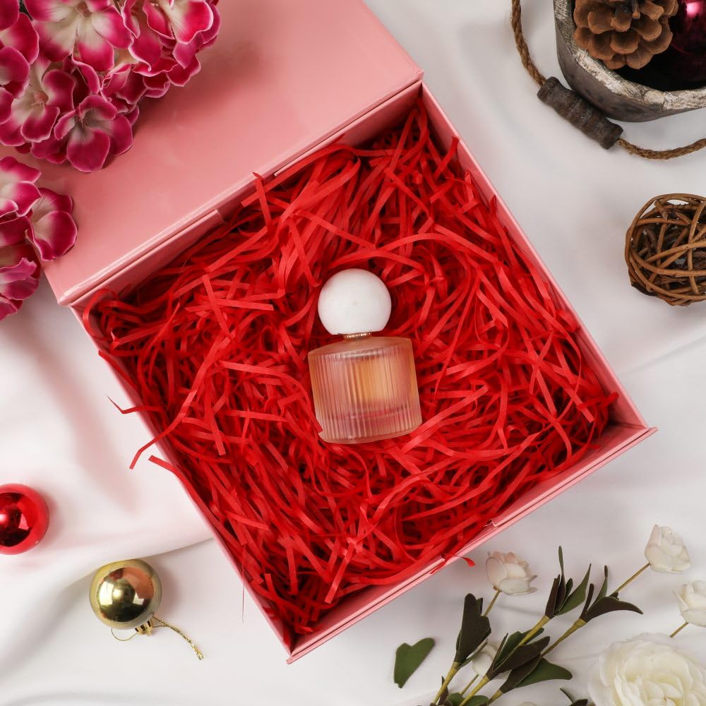 BoxSkivra Carta stropicciata rossa da 0,9 kg, per cesti regalo, per confezioni regalo, carta increspata, per Pasqua, erba, Natale, compleanno, festa della mamma