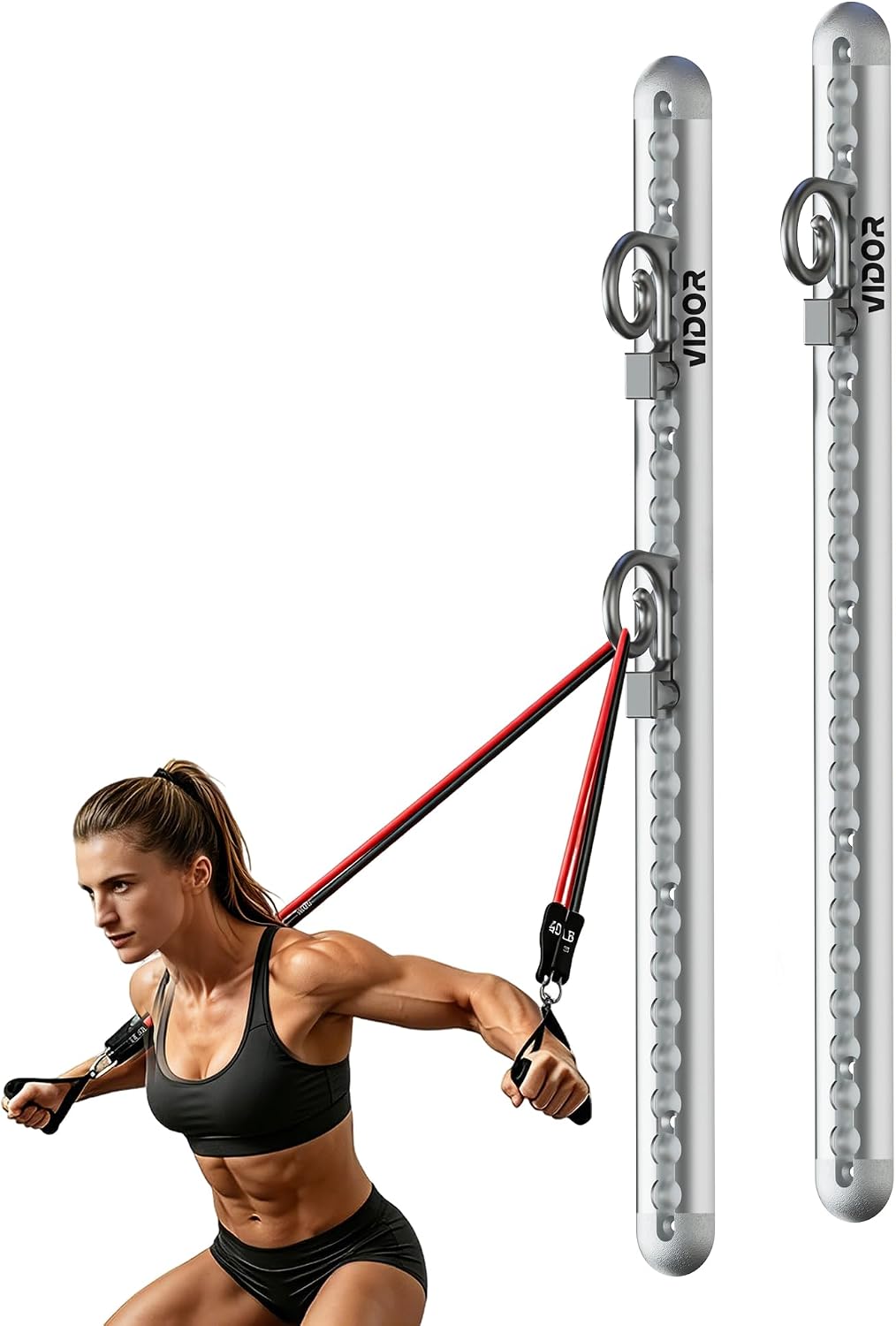 Wall Mount Resistance Band Anchor System - Heavy Duty Adjustable Aluminum Home Gym Fitness Anchor, 300lbs Pull Capacity, 2 Pack 23 Inch Rails for Strength Training, Suspension Workouts