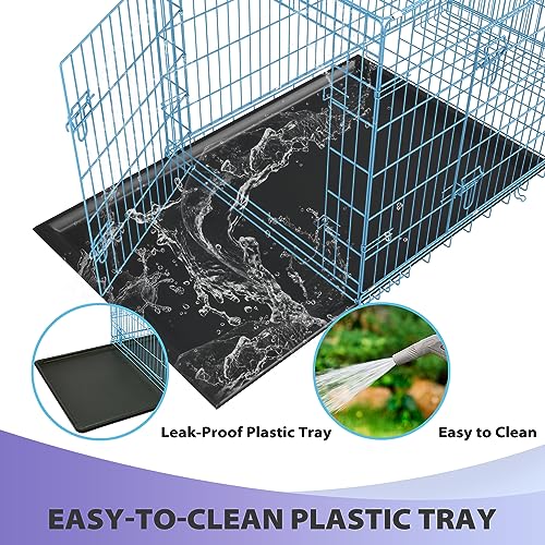 Image of BestPet | Dog Crate | 48 inch | Blue | Foldable Metal Kennel with Double Doors