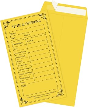 zmybcpack 500 Pcs Tithe and Offering Envelopes for Church, 6.5"x3.5" Kraft Church Offering Tithe Donation Envelopes Tithing Cash Envelopes