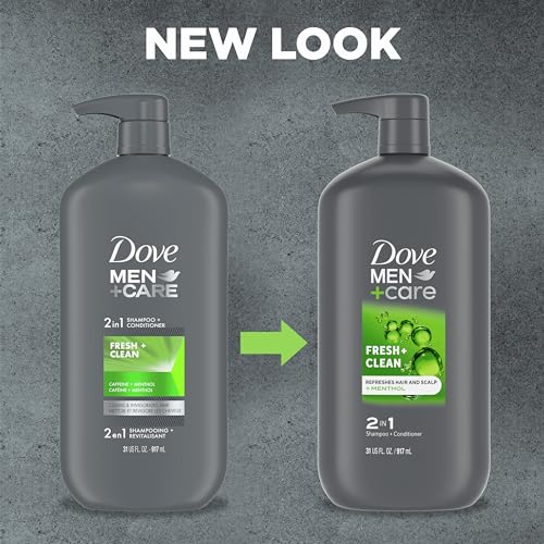 DOVE MEN + CARE 2 in 1 Shampoo and Conditioner Fresh & Clean for Clean Hair Shampoo and Conditioner for Stronger, Healthy Hair Everyday 31 oz