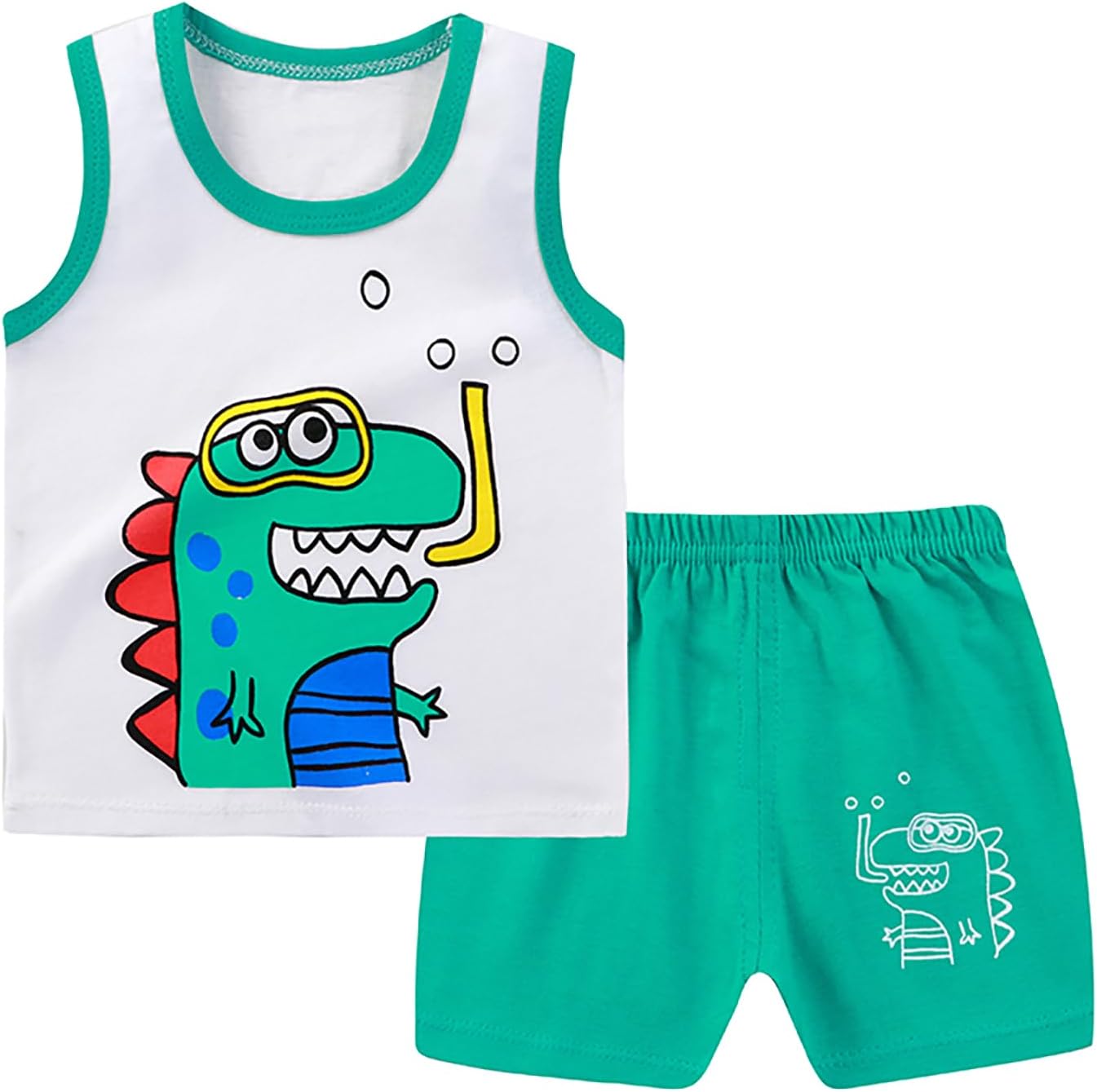 Toddler Boys 4 PCs Tank Top and Shorts Set Summer Sleeveless Cotton Outfit