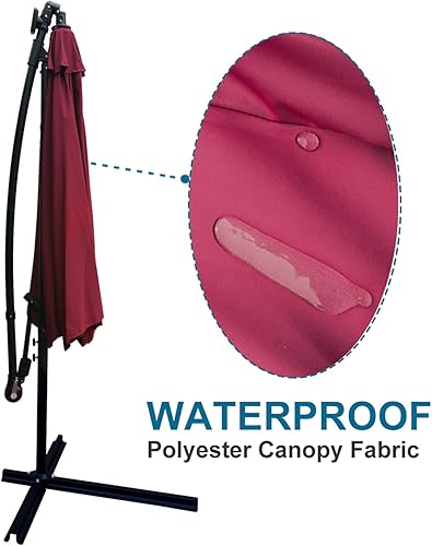 Miniatura 7 de Paraguas voladizo de 10 pies para colgar en el patio al aire libre con base cruzada, luz LED solar, sombrilla de patio para jardín, terraza, patio