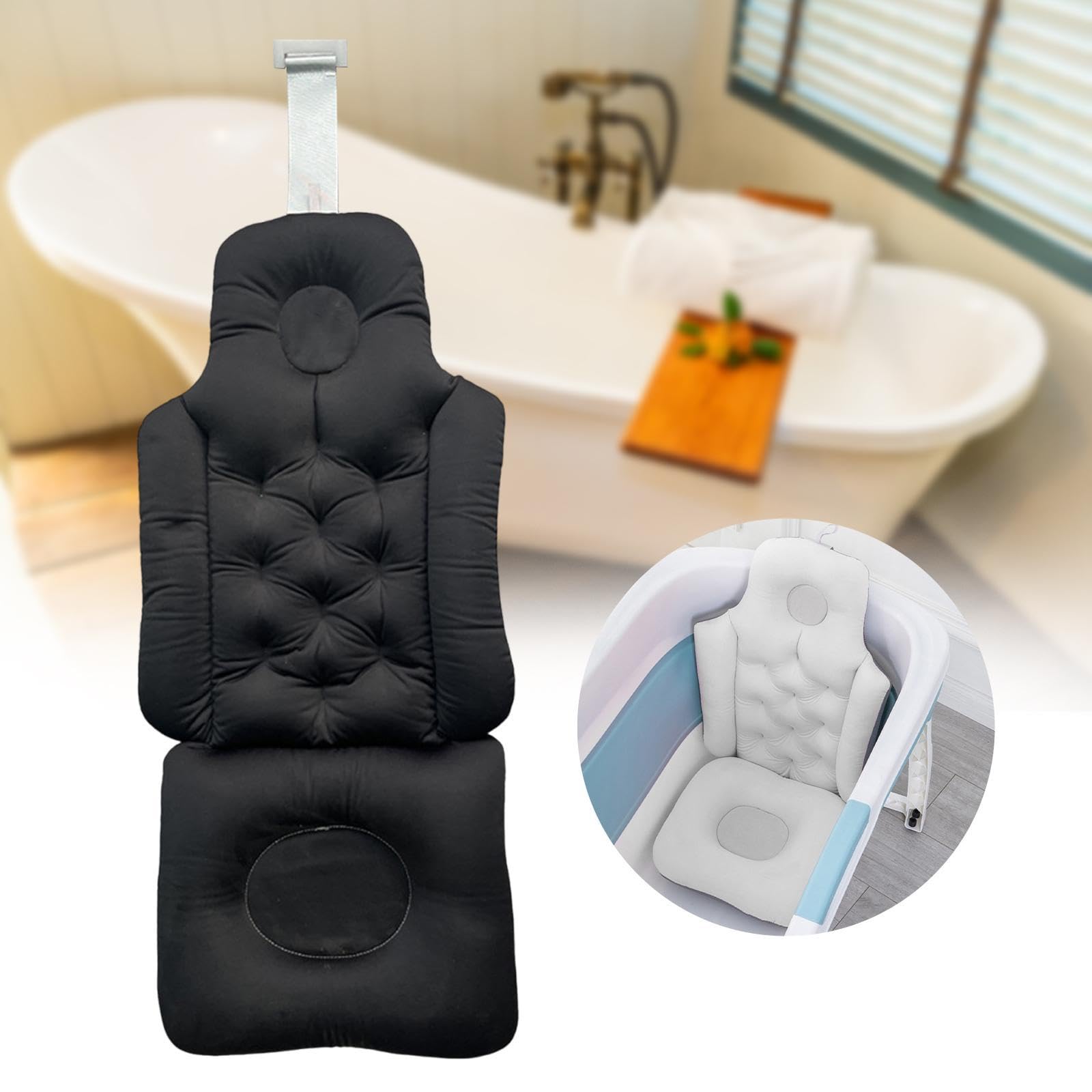 Gralara Ergonomisches Badekissen für Die Badewanne mit Rückenstütze, Schwarz