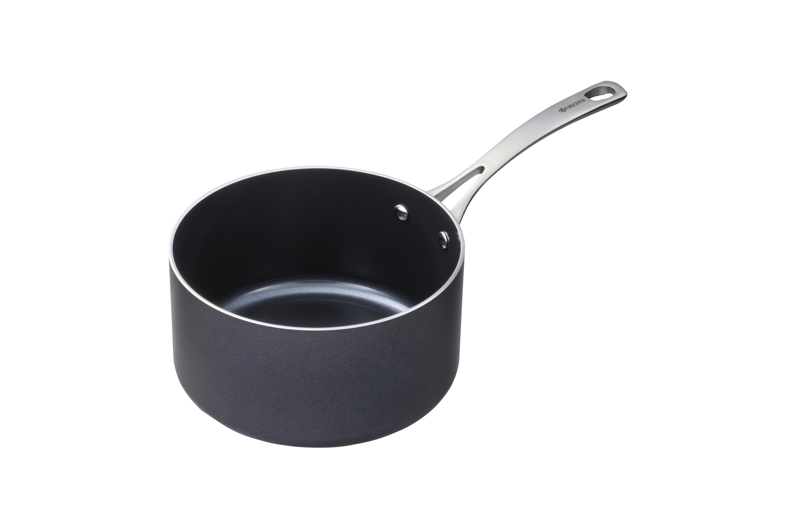 Cacerola cerámica Kyocera, cacerola con revestimiento cerámico antiadherente, 20 cm, libre de PFAS/PTFE, mango de acero inoxidable, apta para todo tipo de fuegos, incluida tapa de cristal, CSP-08