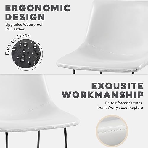 Miniatura 6 de Waleaf Taburetes de barra de piel sintética de 30 pulgadas con respaldo, patas de metal negro, taburete tapizado moderno sin brazos, sillas de pub