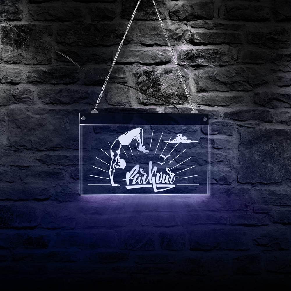 The Geeky Days Hand Stand Parkour LED Acrylic Multi Color Light Display Sign Freerunning Jumping for Teen Boy Room Home D¨¦cor Spots Lighting Art Neon Light Board(15.74 x12inches)