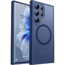 CANSHN Magnetic Shockproof for Samsung Galaxy S22 Ultra Case Deep Blue | Full Camera Protection, Compatible with MagSafe, Translucent Matte, Military-Grade Protection, Scratch Resistant, Slim Fit