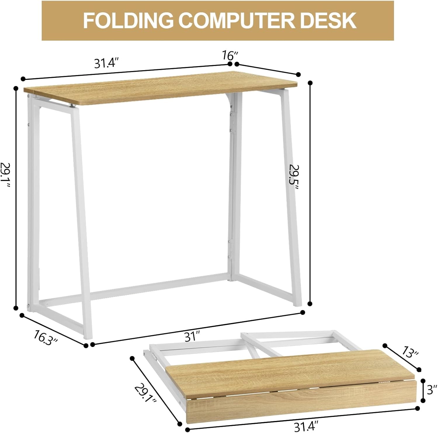 HouseinBox Foldable Sewing Table for Compact Spaces, Portable Craft and Sewing Workstation, Oak Finish