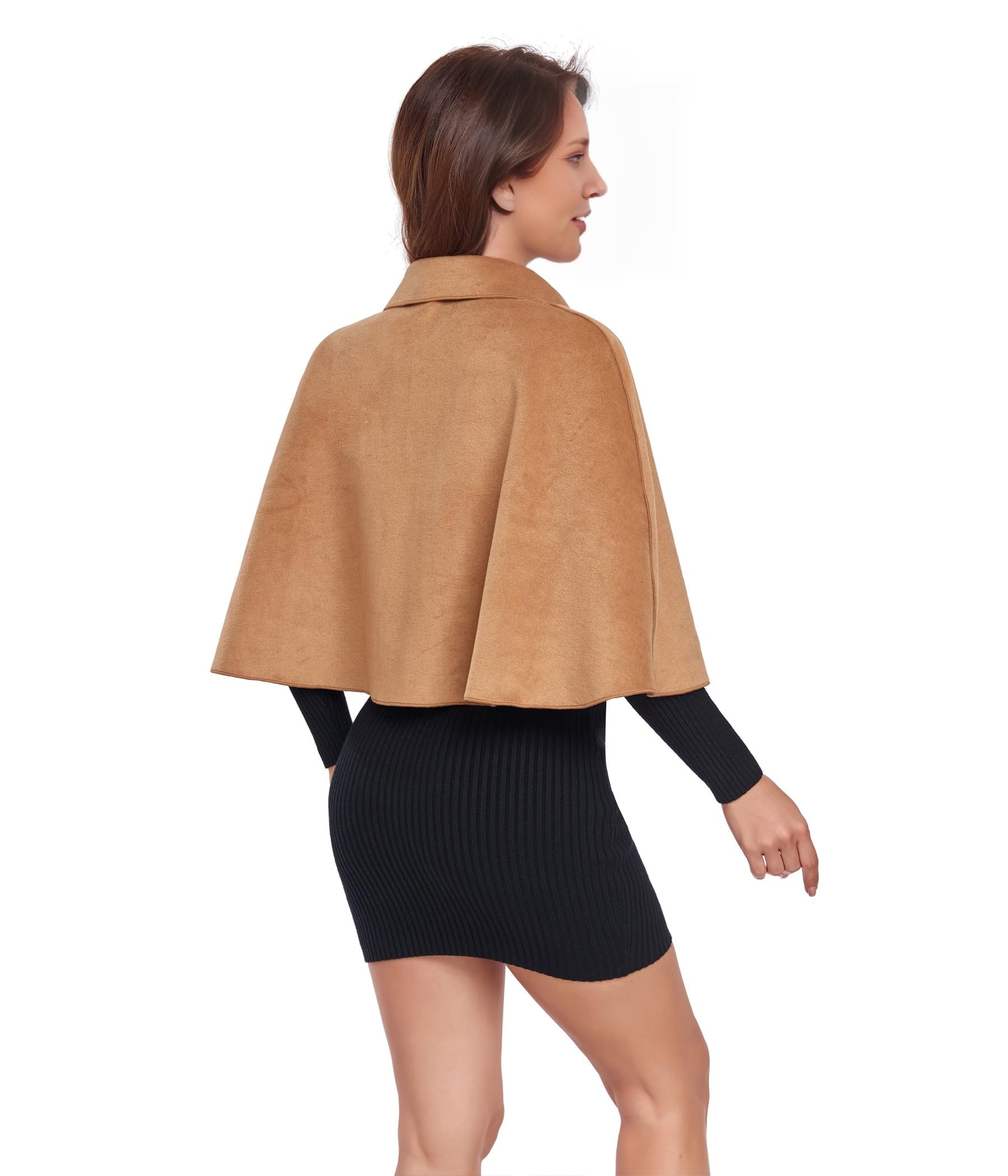 TONGFANTFL Poncho caldo da donna in misto lana Capelet con cappuccio