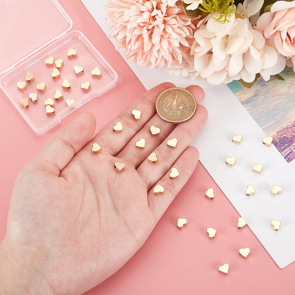 PH PandaHall 40pcs 24K Gold Plated Heart Spacer Beads Metal Heart Charm Beads for Mother's Day DIY Necklace Bracelet Earring Craft Wedding Jewellery Making - Image 3