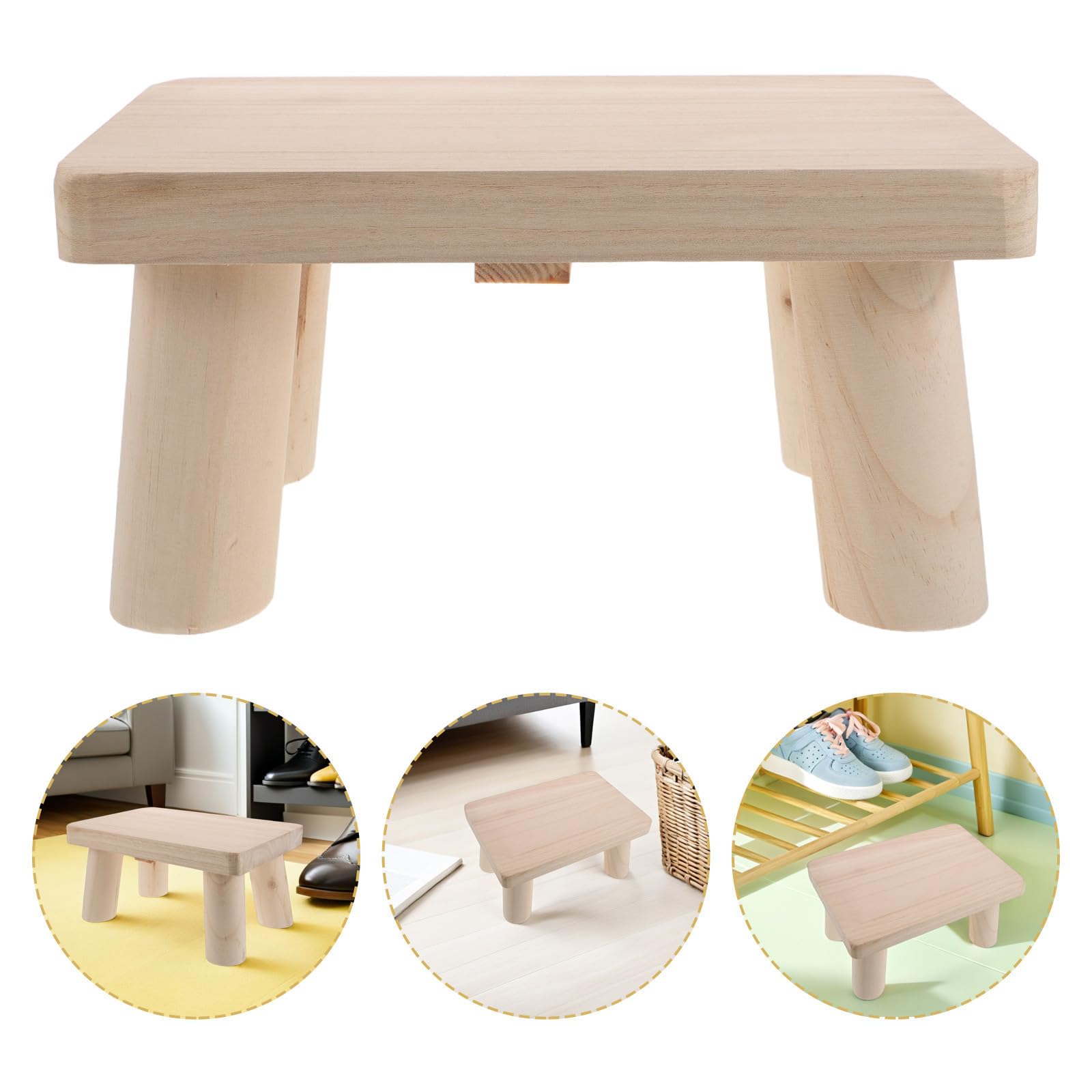 EXCEART Sgabello in Legno Vintage Rettangolare per Anziani con Superficie senza Schegge Multifunzionale per Camera e Ufficio