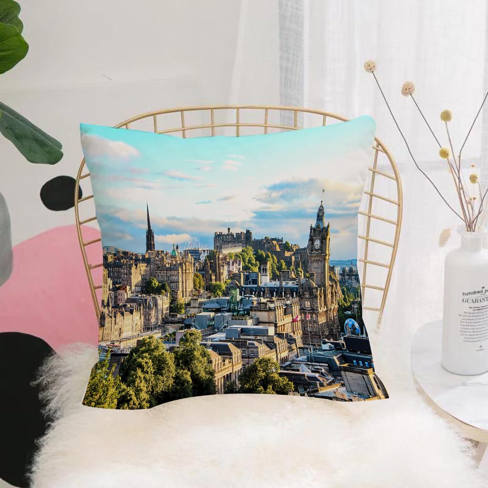 HYMSXW Cushion Cover,Throw Pillow Case Home Decorative for Living Room Bedroom Sofa Chair 20X20 Inch,Edinburgh skyline as seen from Calton Hill Scotland,Pillowcase 50X50cm