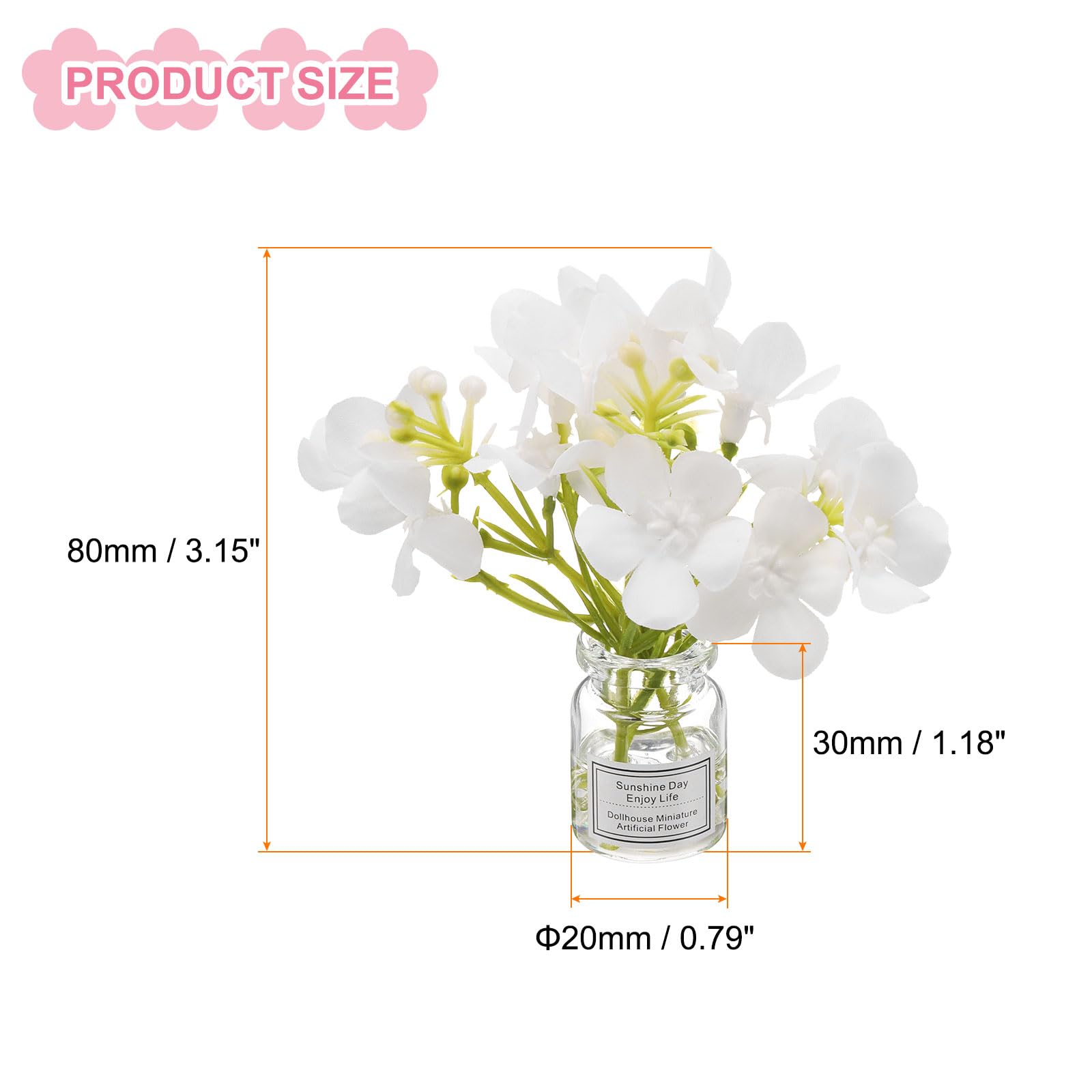 CoCud Mini Flowers Dollhouse in Vase, Silk Plastic Miniature Dollhouse Accessories with Tiny Flower White - Image 2