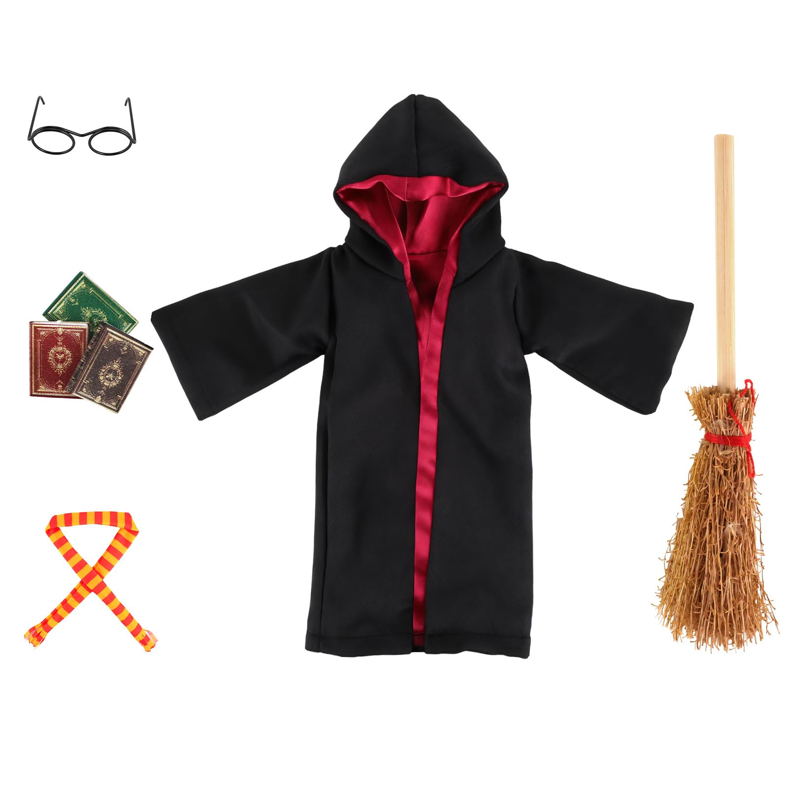 Elf Doll Wizard Clothes Kit and Props Accessories for Elf Doll the Costume Christmas Halloween Dress up Gifts Idea for Girls Includes Broom Mini Glasses