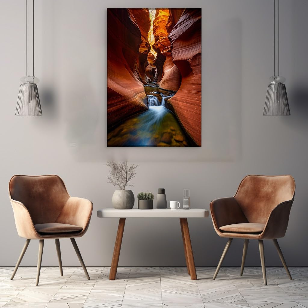 Canvas for Living room. Ethereal Whispers of Light in the Red Sandstone Slot Canyon, 27 x 18 inch Canvas Wall Art - Modern Home Decor