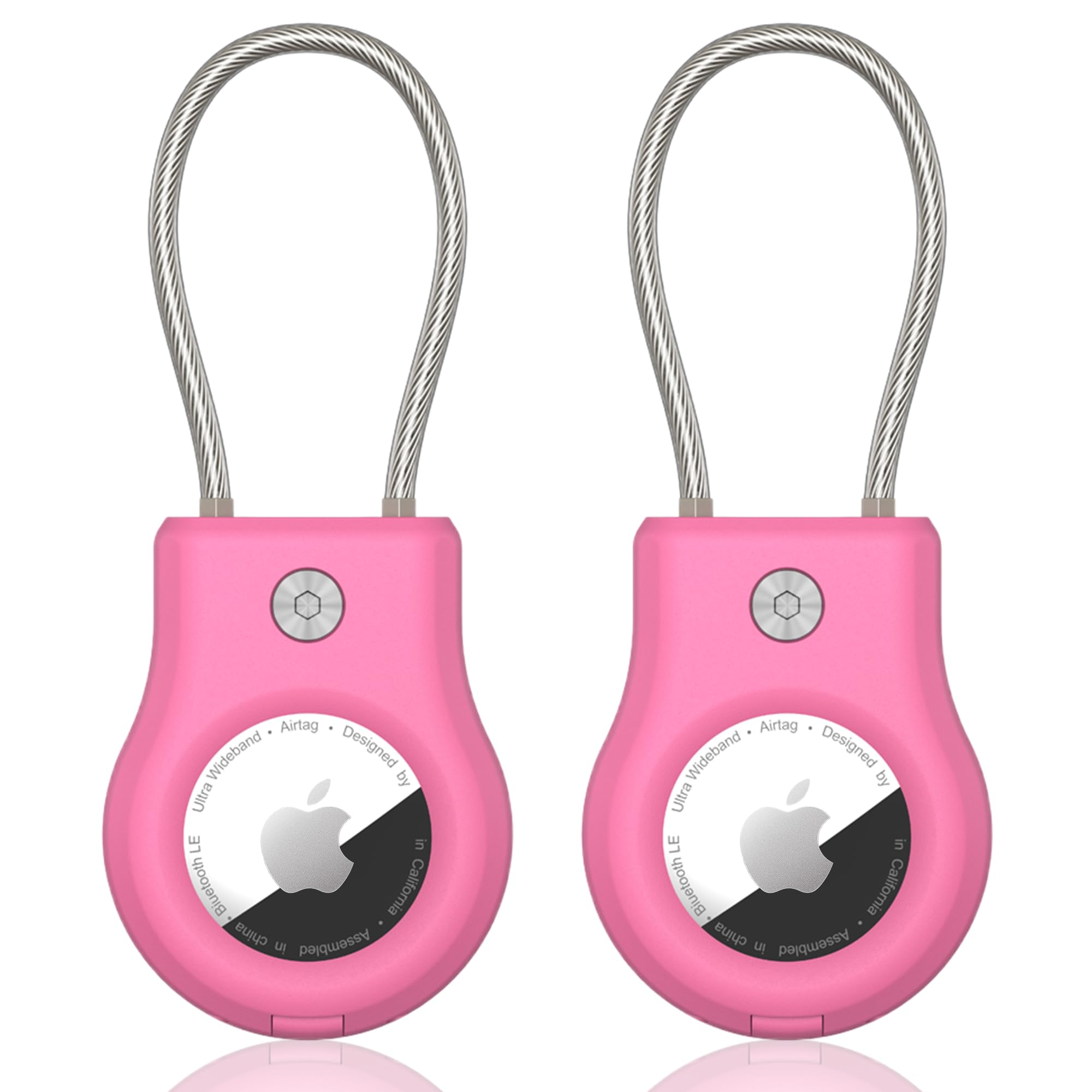 2er Pack SCALLOP Airtag-Schlüsselanhänger, Airtag-anhänger mit Drahtkabel Stabiler Schutz,Airtag Hülle Kompatibel mit Apple Airtag für Schlüsselanhänger, Schlüssel, Gepäck
