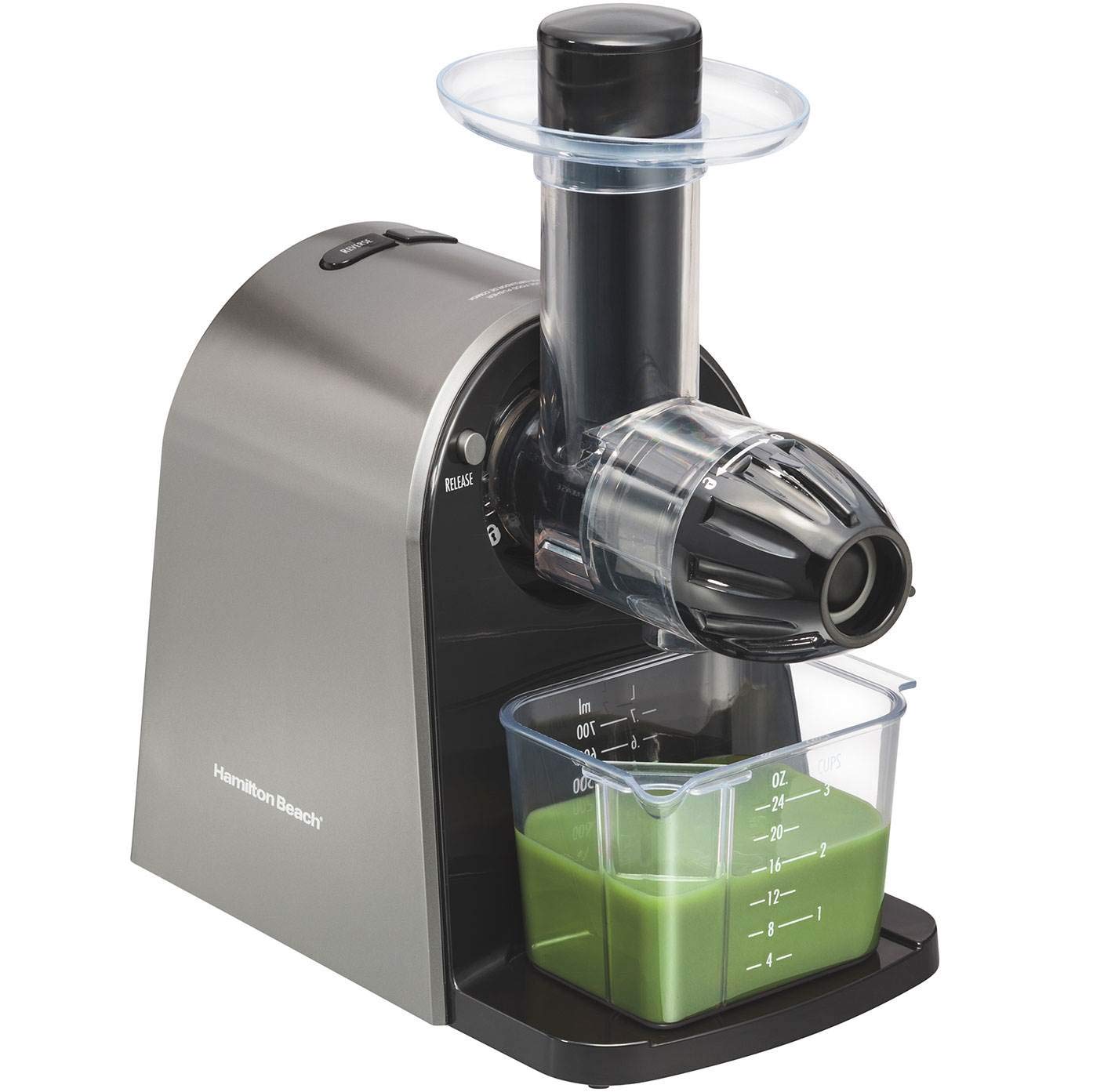 Hamilton Beach Cold Press Masticating Juicer Machine Slow and Quiet Action Juice Fruits Vegetables BPA Free Easy Clean