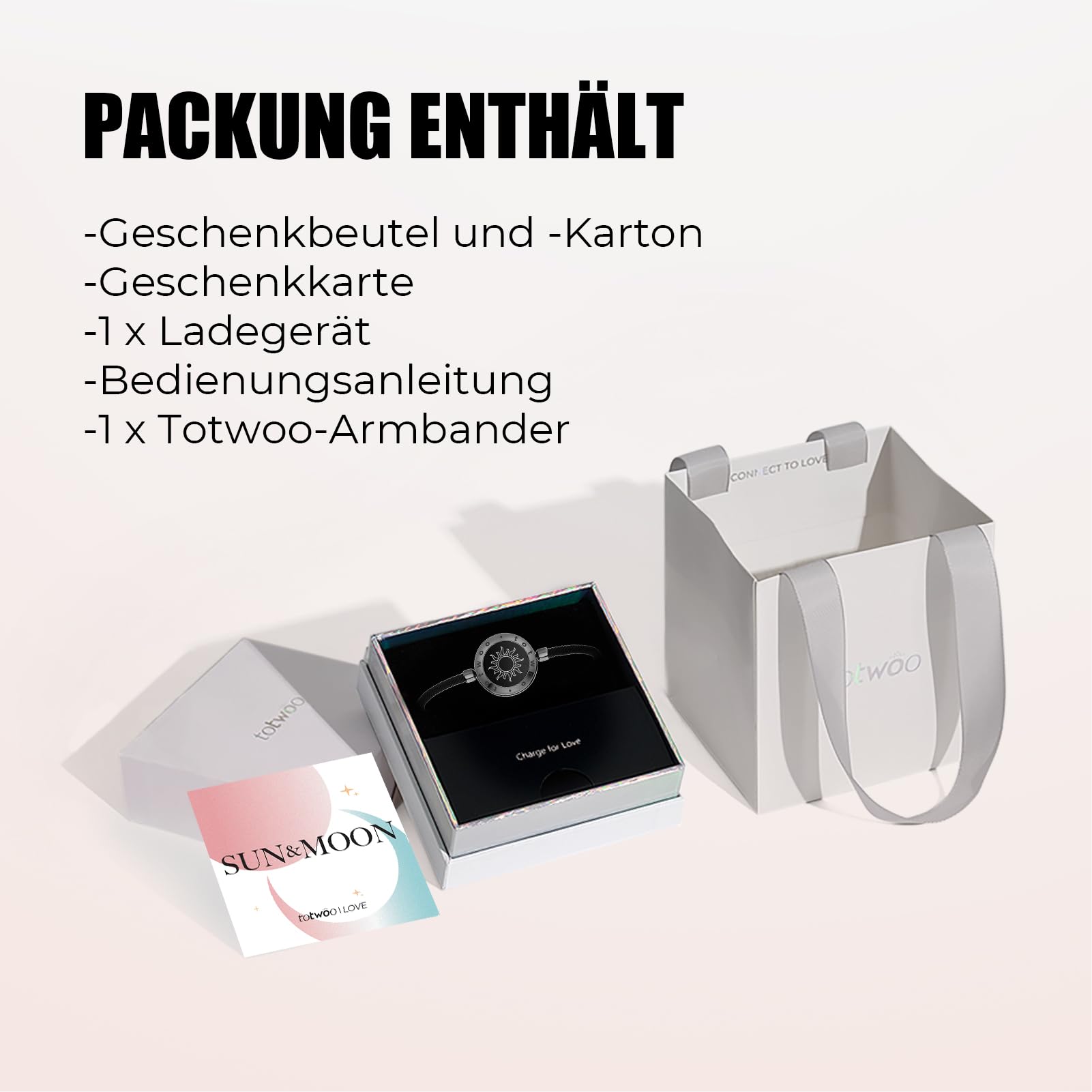 TOTWOO Pulsera de pareja a Distancia – Conexión por Bluetooth con Vibración, Iluminación y Función Táctil – Regalo Romántico para Amor a Distancia