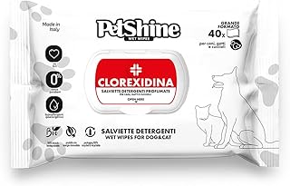 PetShine Hygiene Wipes for Dogs and Cats with Chlorexidine, 40 Units, Antiseptic Cleaning, Elimination of Bad Smells, Alcohol-Free, Suitable for Sensitive Skin