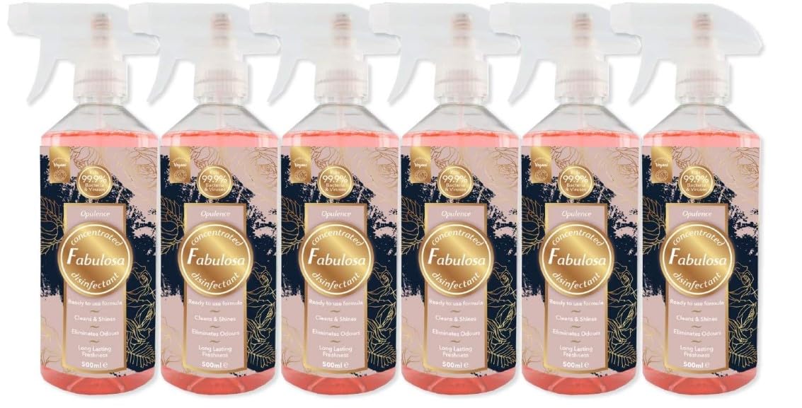 Fabulosa Multi-Purpose Anti-Bacterial Disinfectant Trigger Spray with Long Lasting Fragrance, 500ml, 6 Pack, Opulence