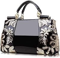 Vista 7 de Bolso de mano para mujer, bolso de mano de moda bordado de charol