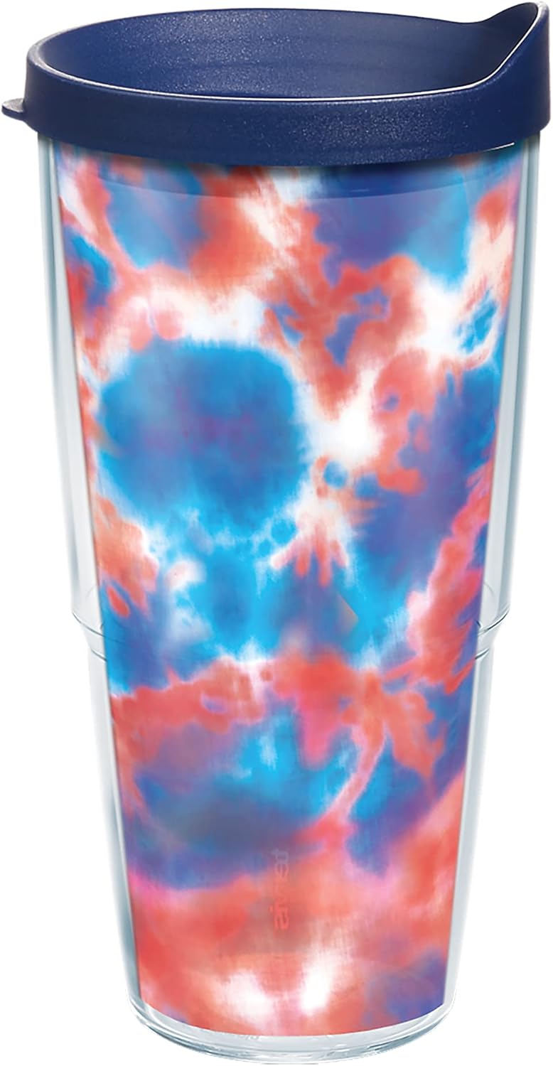 Tervis Americana Tie Dye Double-Walled Insulated Tumbler Cup Keeps Drinks Cold & Hot- 16oz 2pk, Clear – Tritan