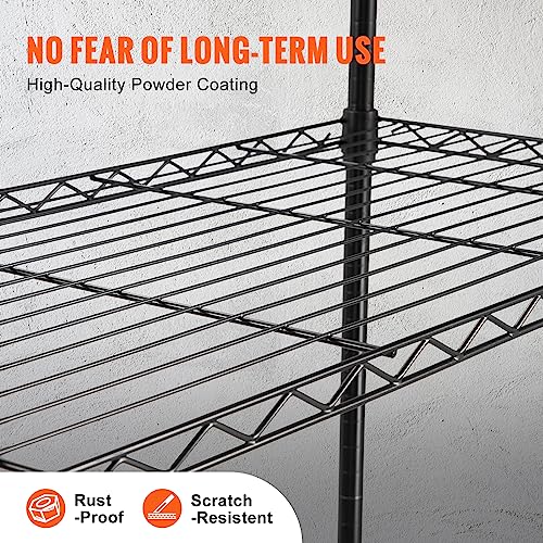 Image of VEVOR Storage Shelving Unit, 4-Tier Adjustable Storage Shelves, 48 inch L x 18 inch W x 74 inch H Garage Storage Shelves, Metal Shelves with Wheels for Kitchen Pantry Basement Bathroom Laundry