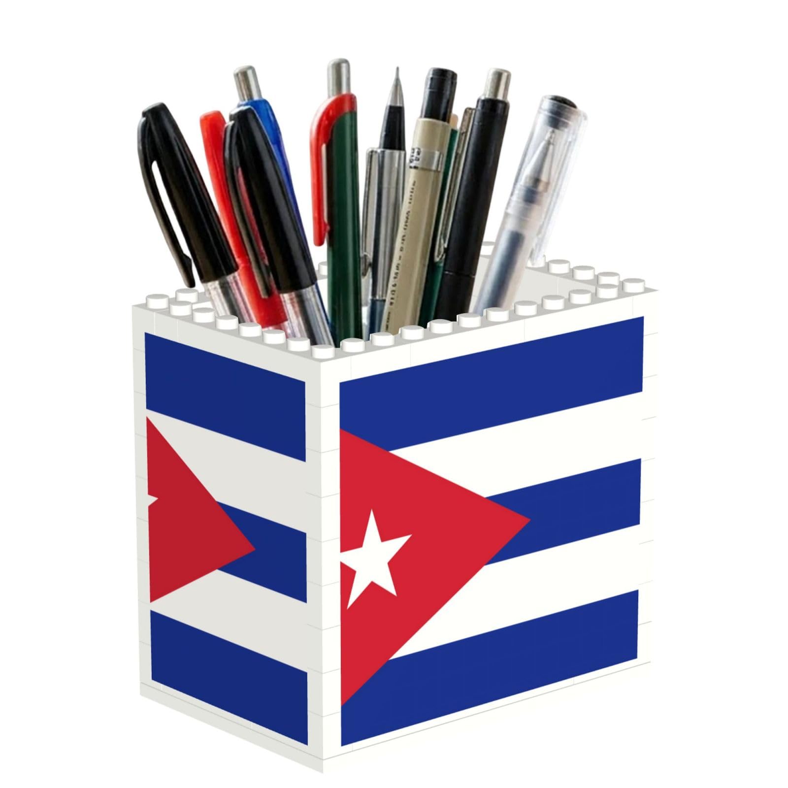 SXZVVBN Cuban flag Building Block Desk Tidy ABS Organiser