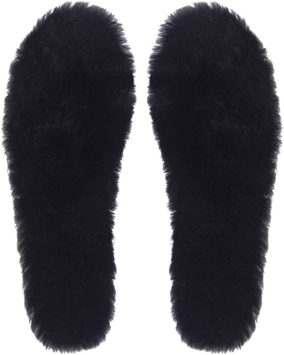 Black Sheepskin Insoles Women's Premium Think Wool Fur Fleece Inserts Cozy & Fluffy 6 - Image 2