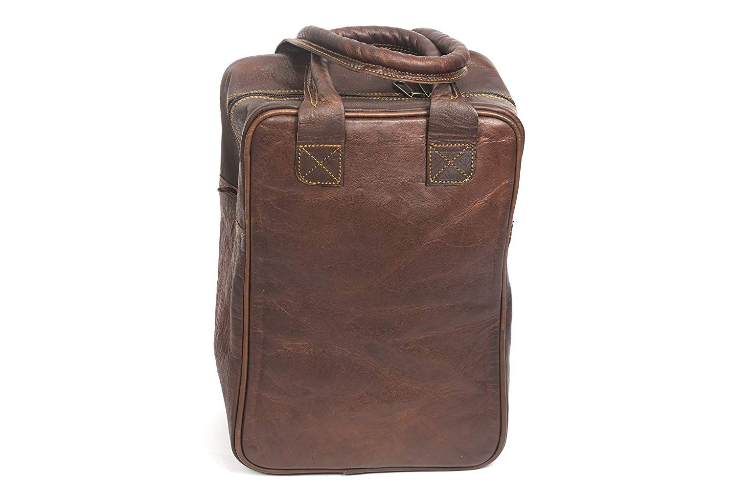 RSN Premium Handcrafted Designer Genuine Leather Lunch Bag for Office, Travel, Gift - Brown 3