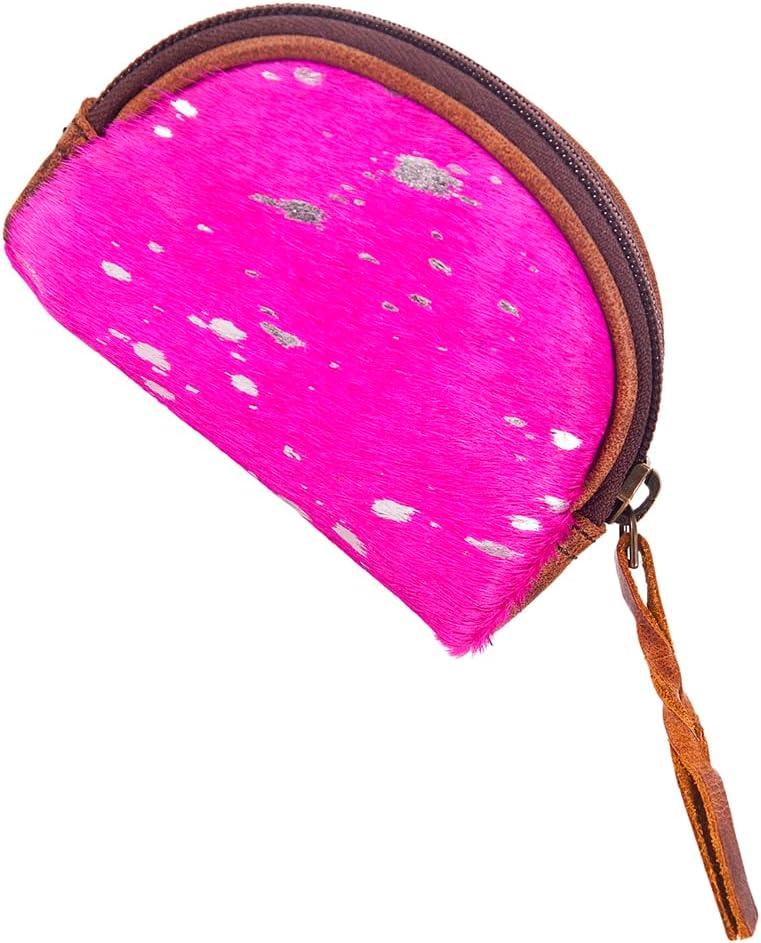 American Darling Coin Purse Bag Handcrafted from Hair-On Cowhide and Genuine Leather with YKK Zipper and Compact Design