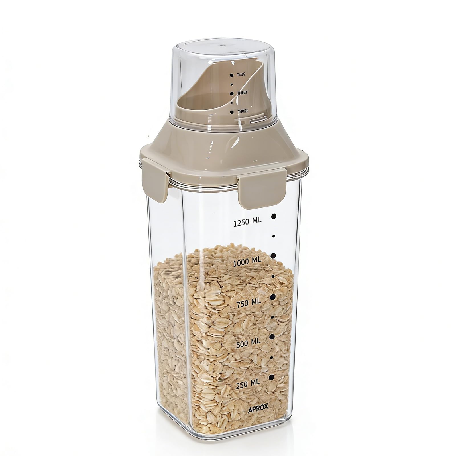 Punorric Cereal Storage Container 1500ml Airtight Cereal Dispenser with Pour Spout & Measuring Cup, BPA Free Flour Storage Container for Kitchen Pantry, Ideal for Grains, Pasta, Rice, Pet Food