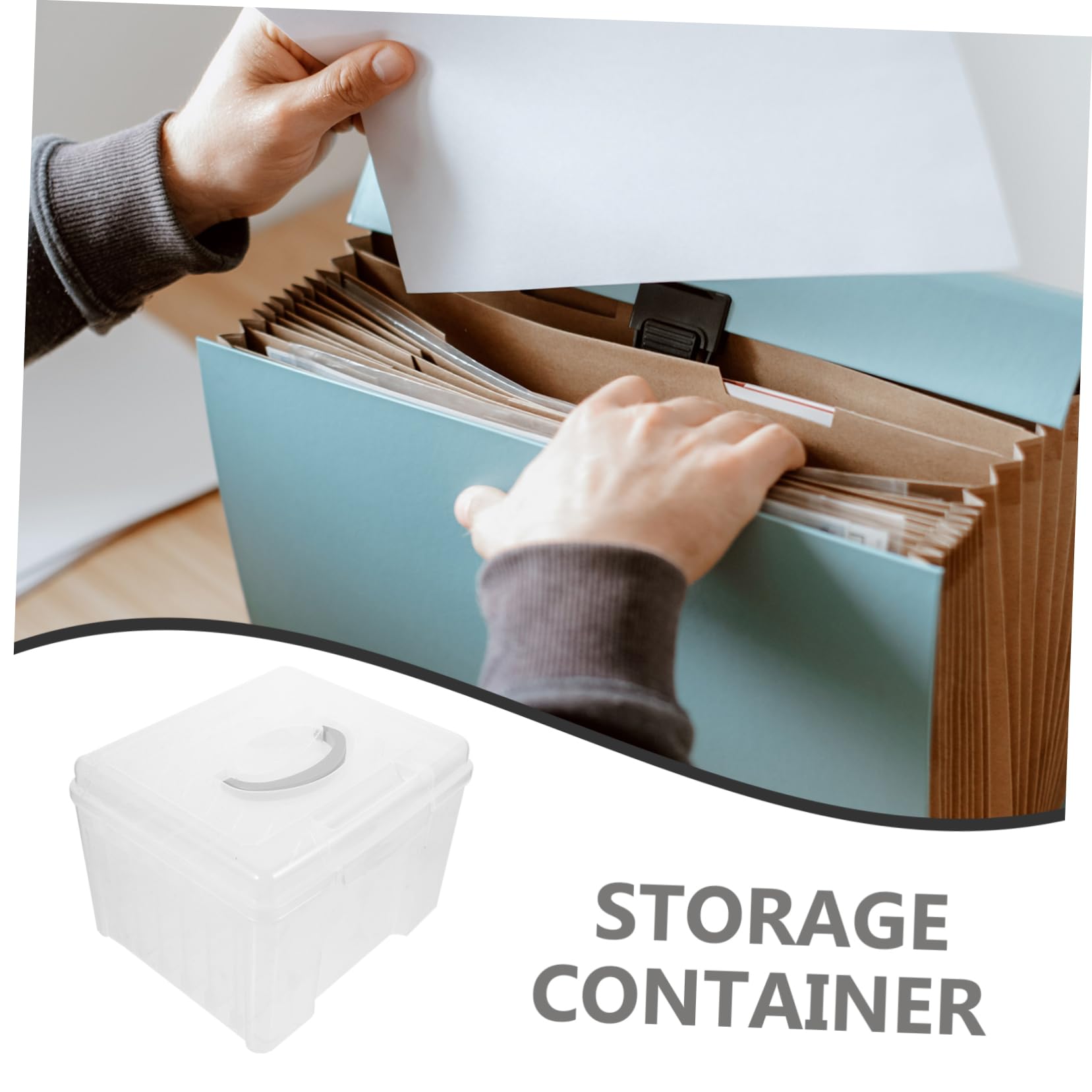 Gatuida Scatola di Organizer per Documenti in Plastica con Sei Griglie e Maniglia Trasparente Scatola per Documenti Portatile Organizer per Certificati di Biglietti di Auguri