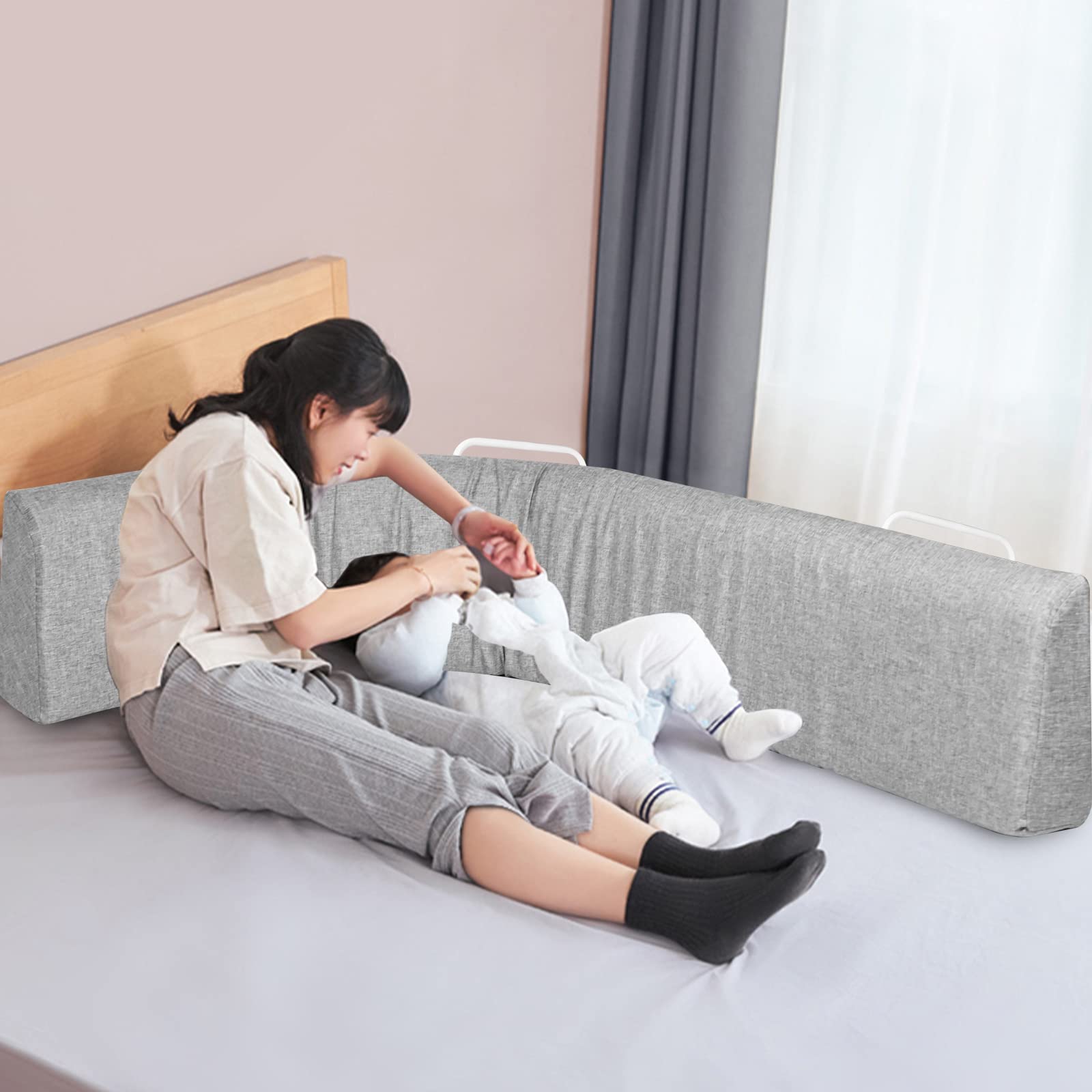 Froadp 300 cm Protector de borde de cama infantil, altura ajustable, barandilla antideslizante para cama con cremallera, paquete suave, barandilla de seguridad para niños pequeños y bebés