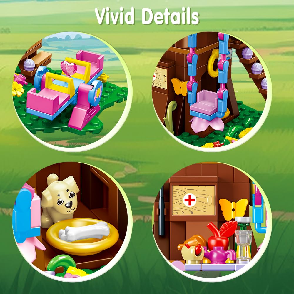 CUBIMANA Set di costruzione della casa sull'albero con luce LED - Giocattolo da costruzione Casa sull'albero, Set di costruzione della casa in alto, regalo di Natale per bambini, bambine e ragazzi