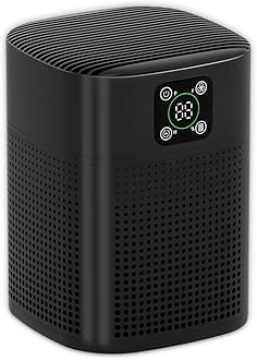 Air Purifiers for pets- Honeyuan H13 HEPA Air Purifier for home, Large Room, Coverage of 1095 sqft, Air purifiers with 360°Air Intake, 3 Fan Speeds, 3-Stage Filtration, 24db Sleep Mode, Black