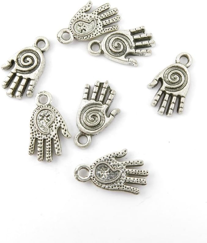 Jewelry Making Charms NXPI08 Spiral Hand Pendant Ancient Silver Findings Craft Supplies Bulk Lots