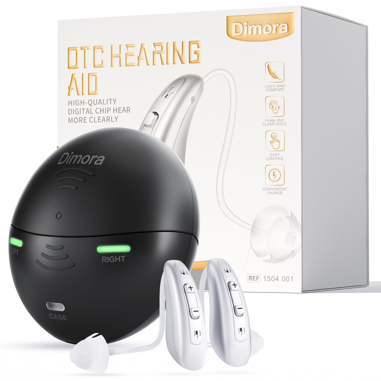 Rechargeable Hearing Aids for Seniors Adults-Dimora BTE Earing Aid (Not Amplifiers) with 16-Channel Sound Processing for Superior Sound Quality, Noise Canceling Digital Hearing Assist Easy to Use,Over-the-Counter(FSA or HSA eligible)